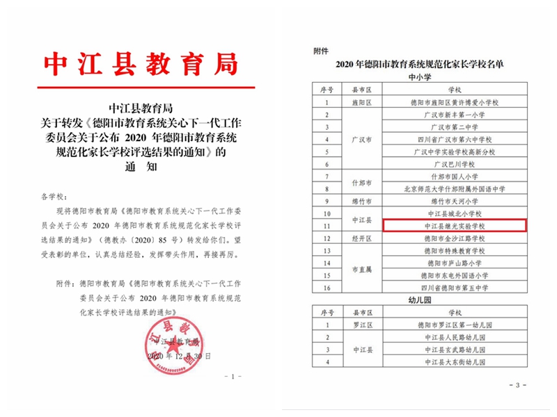 圖2：熱烈祝賀——繼光實驗學校入選“2020年德陽市教育系統(tǒng)規(guī)范化家長學校”.jpg